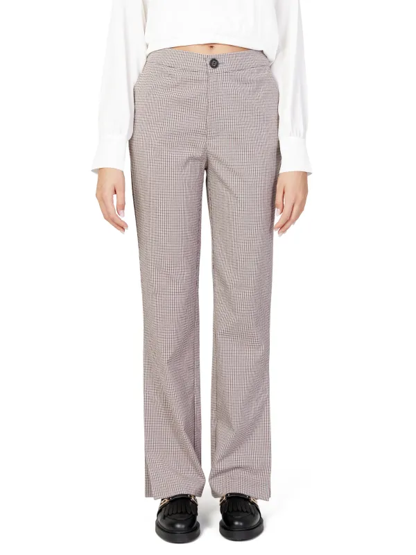 Beige gerades Bein Hose Damen