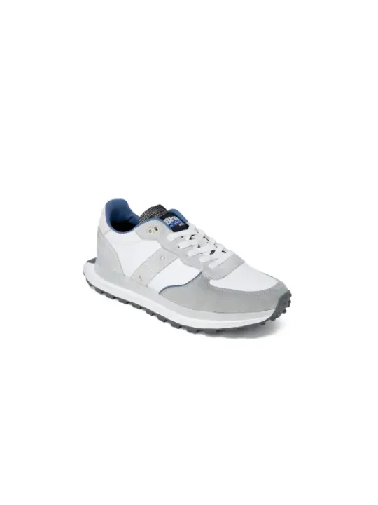 Graue Blauer Sneaker seitliches Profil