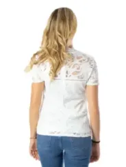 Weiße Bluse mit Spitzenmuster