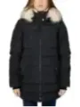 Schwarze gesteppte Damen Parka mit Kapuze