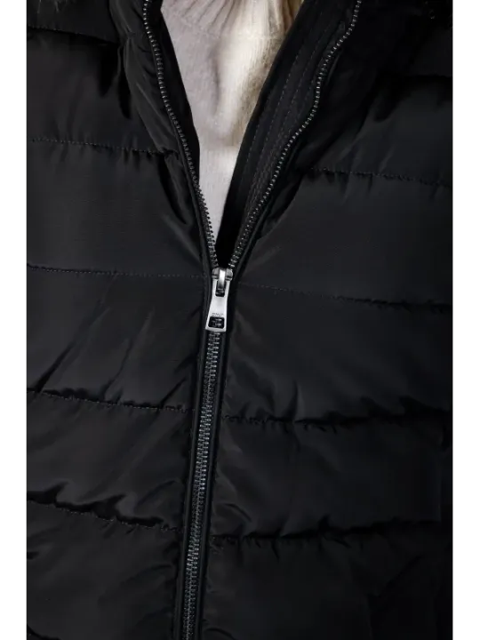 Schwarze gesteppte Daunenweste mit Reißverschluss