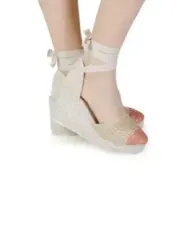 Roségoldene Elfenbein High Heels Espadrilles