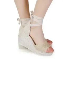 Roségoldene Elfenbein High Heels Espadrilles