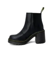 Schwarze Plattformstiefel mit gelben Nähten