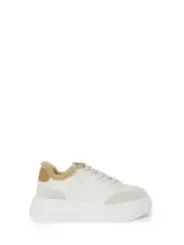 Beige Sneakers mit strukturiertem Sohle-Plateau