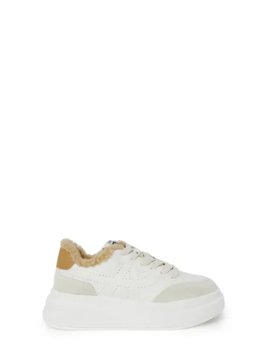 Beige Sneakers mit strukturiertem Sohle-Plateau