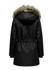 Schwarze Daunenjacke mit Kapuze