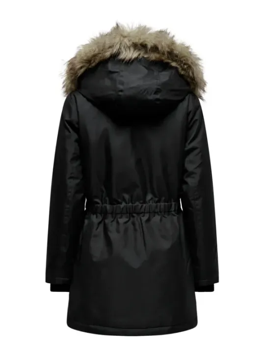 Schwarze Daunenjacke mit Kapuze