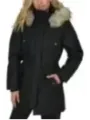 Schwarze Winterjacke mit Kunstfellkapuze