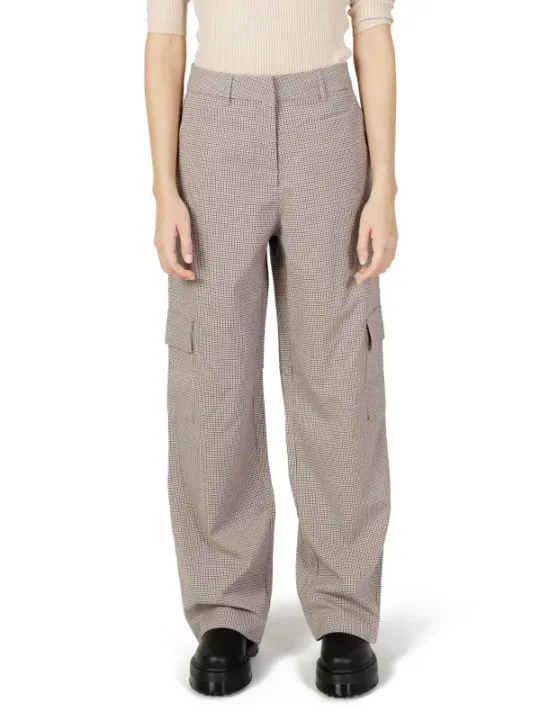 Helle karierte Baumwollhose weites Bein