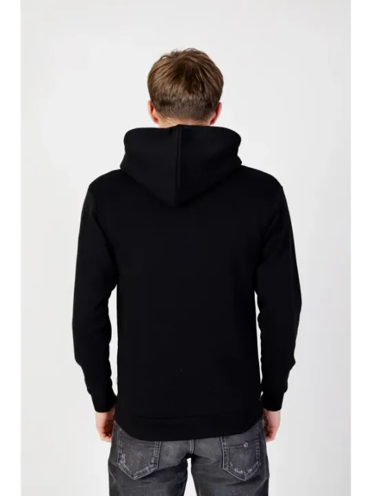 Schwarzer Kapuzenpullover mit großem Kragen