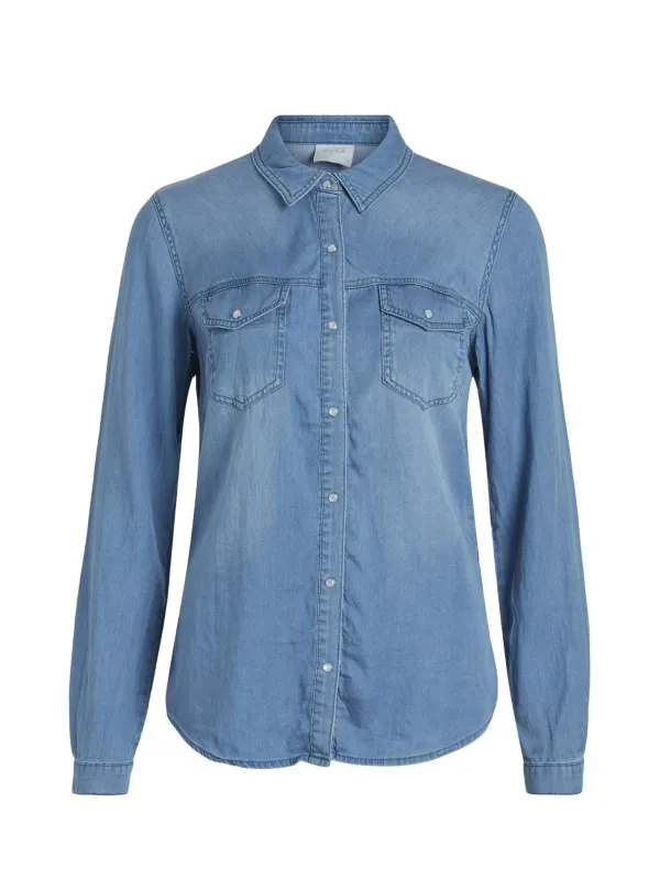 Leichte blaue Baumwoll-Denim Hemd