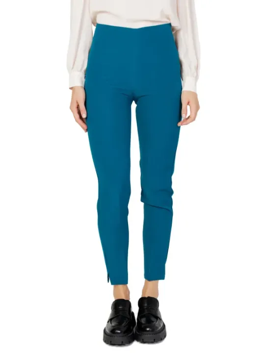 Tiefe türkisfarbene High-Waist-Leggings