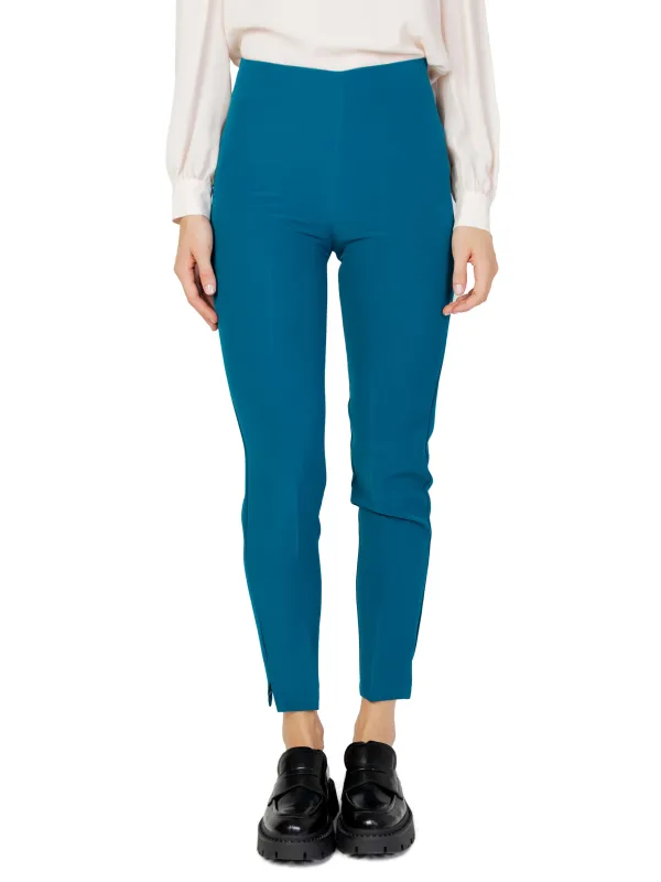 Tiefe türkisfarbene High-Waist-Leggings
