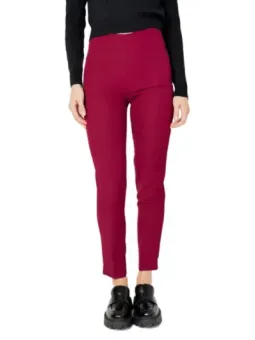 Burgunderfarbene, cropped Leggings mit hohem Bund