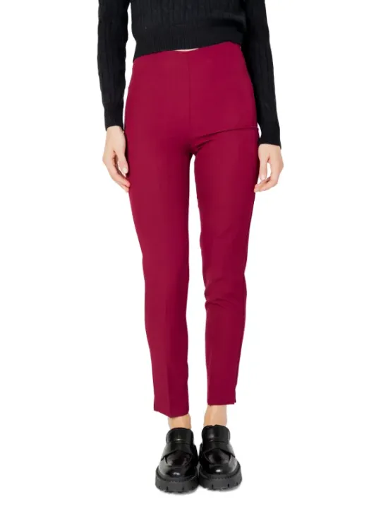 Burgunderfarbene, cropped Leggings mit hohem Bund