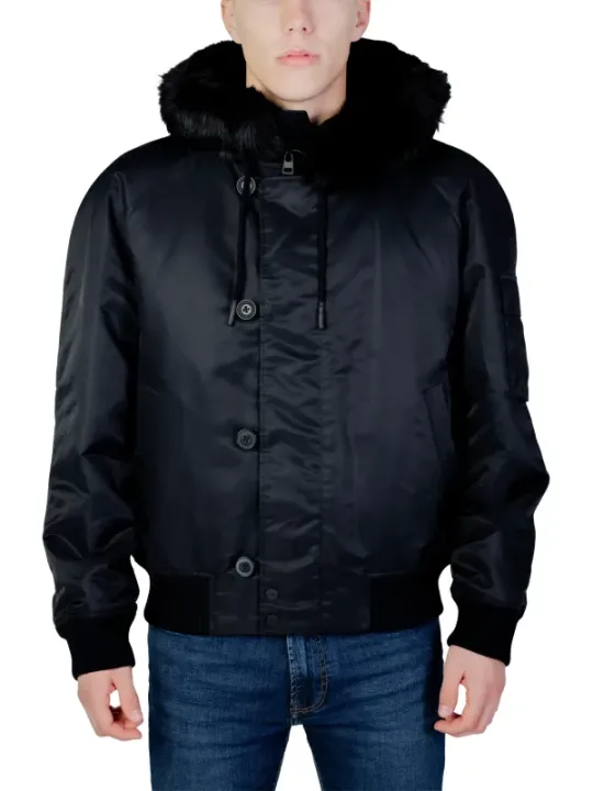 Schwarze Hugo Bomberjacke mit Kapuze