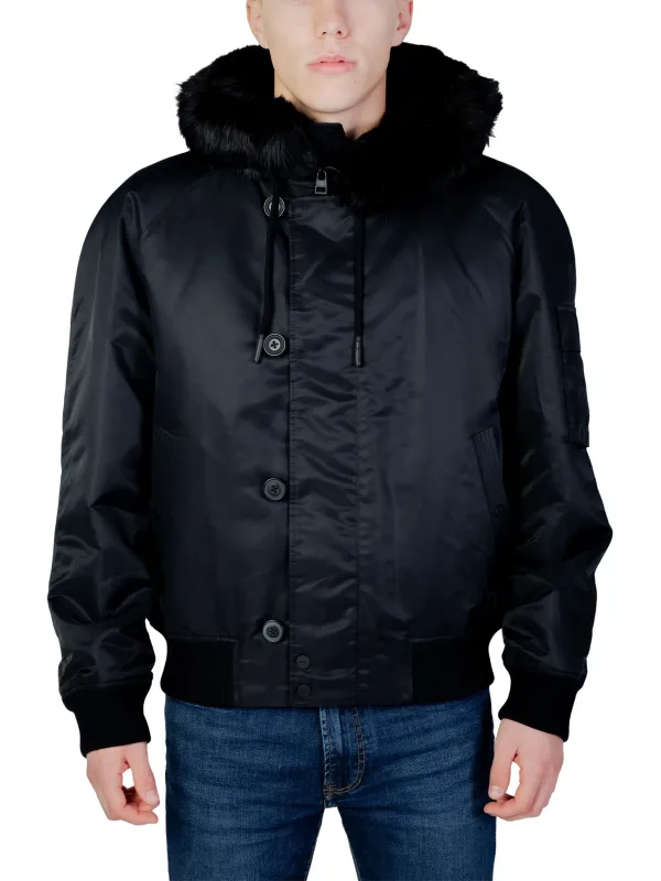 Schwarze Hugo Bomberjacke mit Kapuze