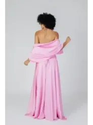 Fuchsia Satin Abendkleid mit Drapierung