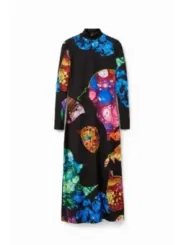 Schwarzes Kleid mit buntem Print