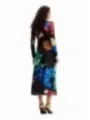 Blumenmuster schwarzes Kleid Desigual Rückenansicht