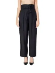 Schwarze Vila Hosen mit Umschlag