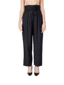 Schwarze Vila Hosen mit Umschlag