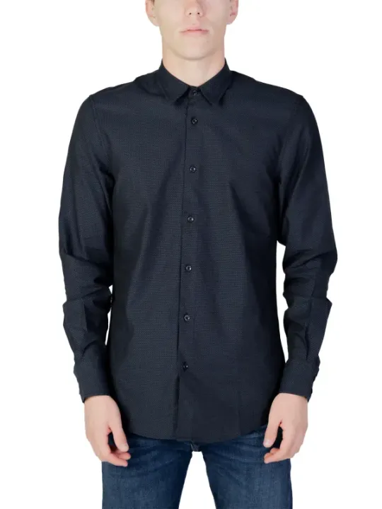 Schwarzes Herren Hemd mit Knopfleiste