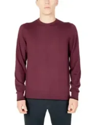 Burgunderfarbener Rundhalsausschnitt-Pullover Armani Exchange