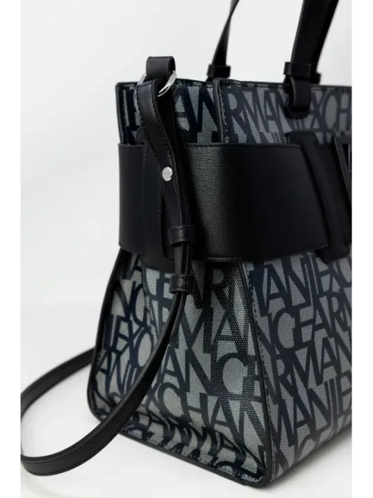 Armani Exchange Lederhandtasche Muster Schwarz Grau