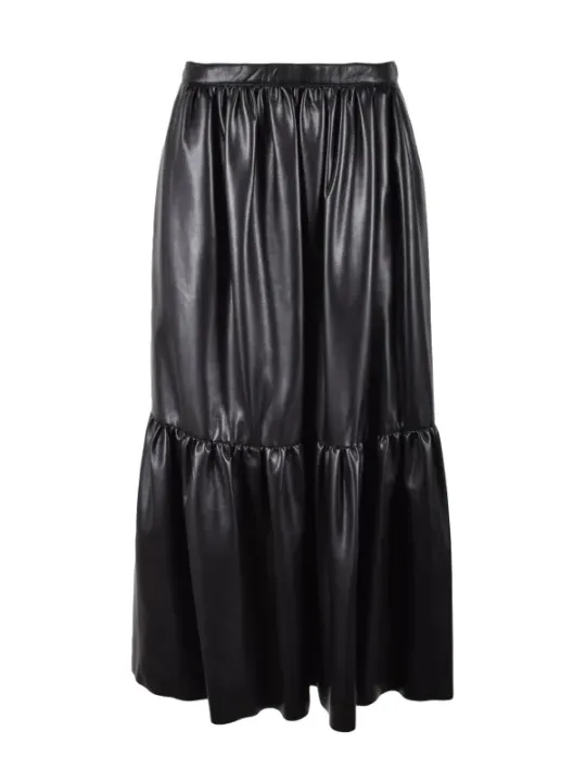 Pinko Lederrock mit Rüschensaum