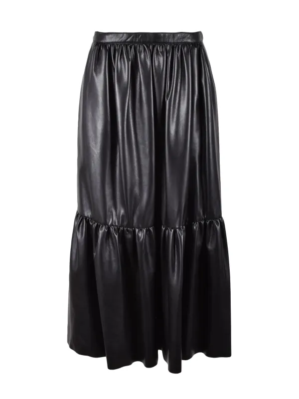 Pinko Lederrock mit Rüschensaum