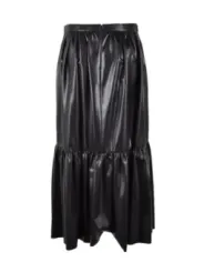Schwarzer Lederrock mit Falten