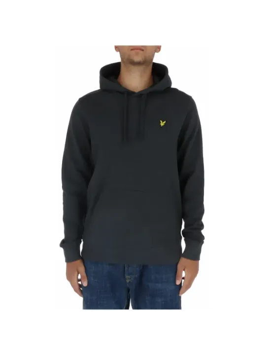 Schwarzer Kapuzenpullover mit gelbem Vogel