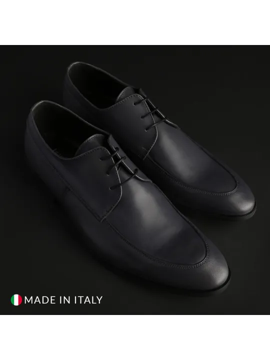 Italienische schwarze Lederschnürschuhe LEONCE_GRIGIO Grau
