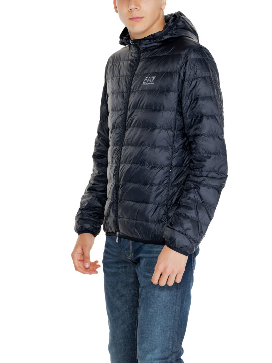 Schwarze EA7 Daunenjacke mit Kapuze