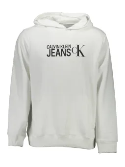Calvin Klein Herren Langarm-Kapuzen-Sweatshirt Weiß