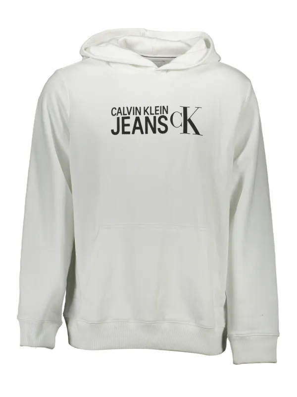 Calvin Klein Herren Langarm-Kapuzen-Sweatshirt Weiß