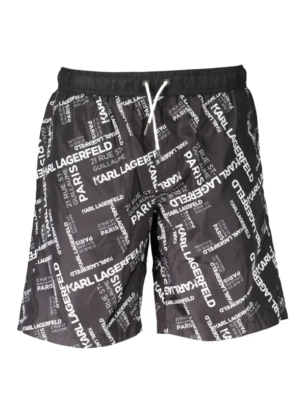 Karl Lagerfeld Beachwear Herren Long Sea Boxer Schwarz