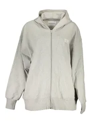 Calvin Klein Damen Langarm-Kapuzen-Sweatshirt Grau