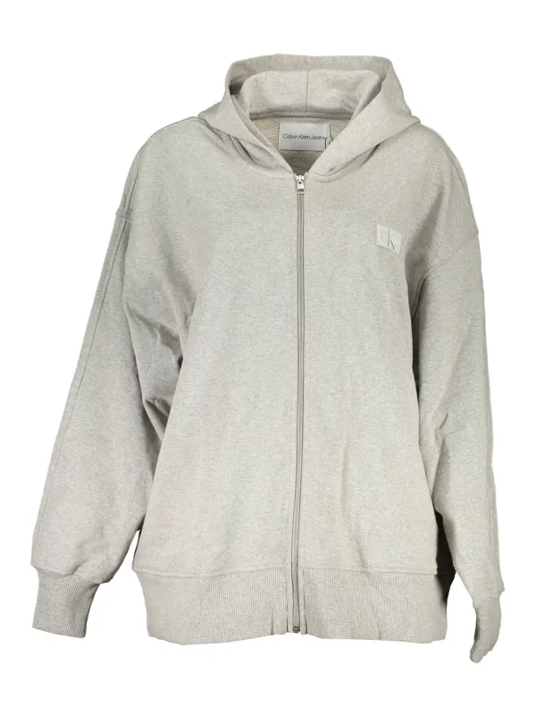 Calvin Klein Damen Langarm-Kapuzen-Sweatshirt Grau