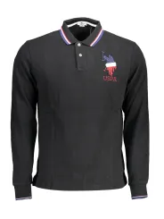 U.S. POLO Herren Langarm-Poloshirt Schwarz | online kaufen
