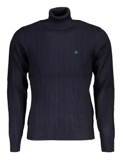 Mieten Sie stilvollen Herren Rollknopf-Pullover Blau 