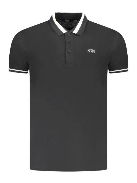 Cavalli Class Herren KURZARM-POLOSHIRT Schwarz