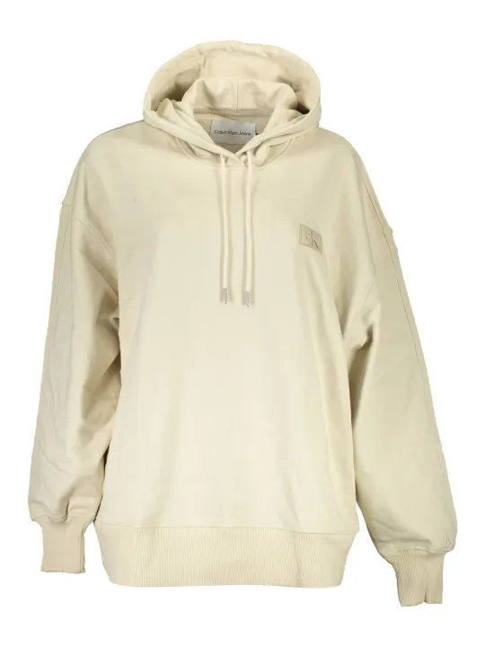 Calvin Klein Damen LANGARM-KAPUZENPULLOVER Beige