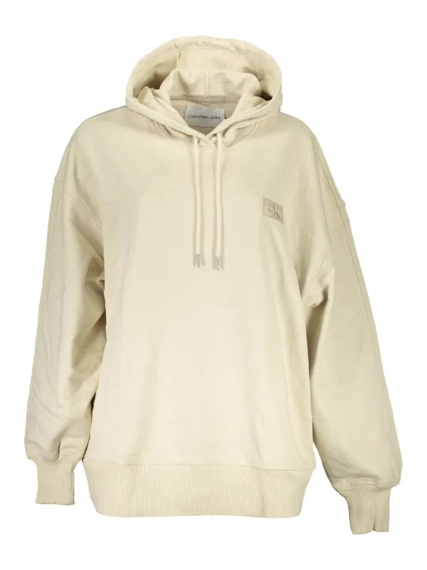 Calvin Klein Damen LANGARM-KAPUZENPULLOVER Beige