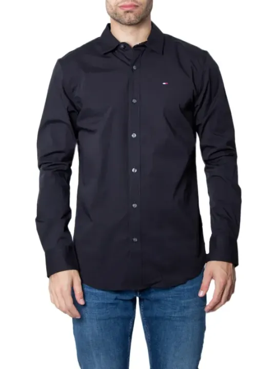 Dunkelgraues Tommy Hilfiger Hemd mit Knopfleiste