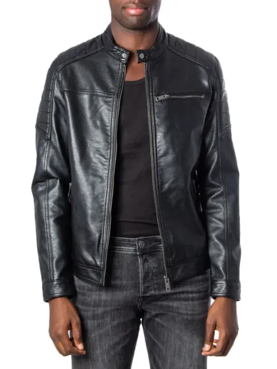 Schwarze Jack & Jones Lederjacke