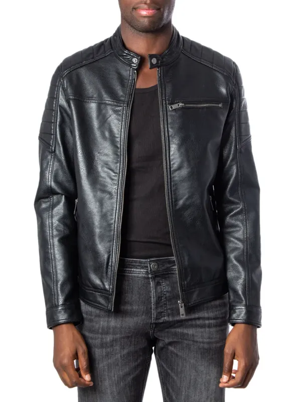 Schwarze Jack & Jones Lederjacke