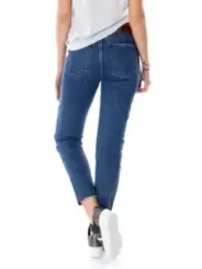 Mitternachtsblaue, cropped, gerade geschnittene Jeans